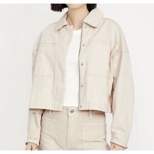 Old Navy Crop Utility Jacket Size XL Petite Natural Beige Canvas Jacket Oversize